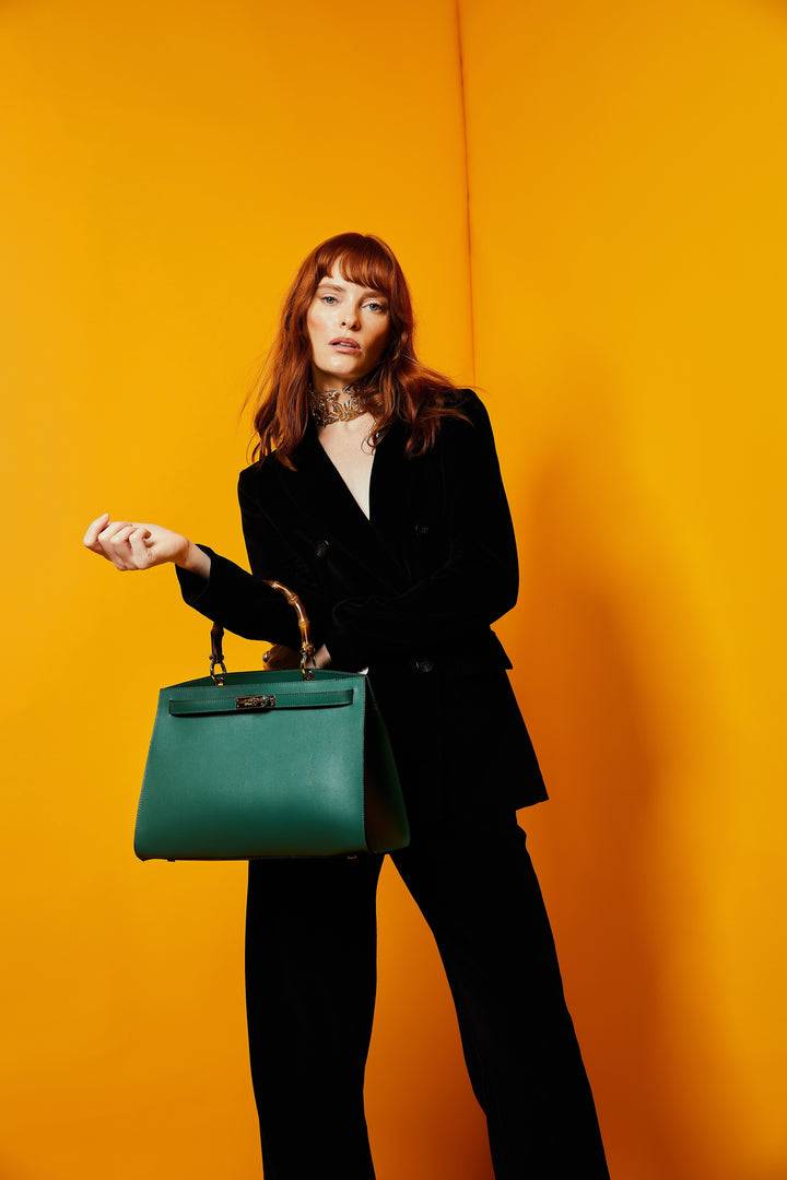 Roberta Gandolfi Lola Pony Large borsa in pelle stampa animalier con manico in vero legno di bambù e tracolla staccabile I Più Venduti