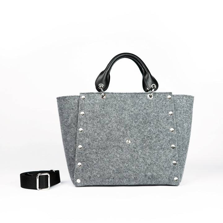 Roberta Gandolfi Rachele handbag borsa a mano in tessuto di lana riciclata e finitura in pelle con tasca staccabile Offerta migliore