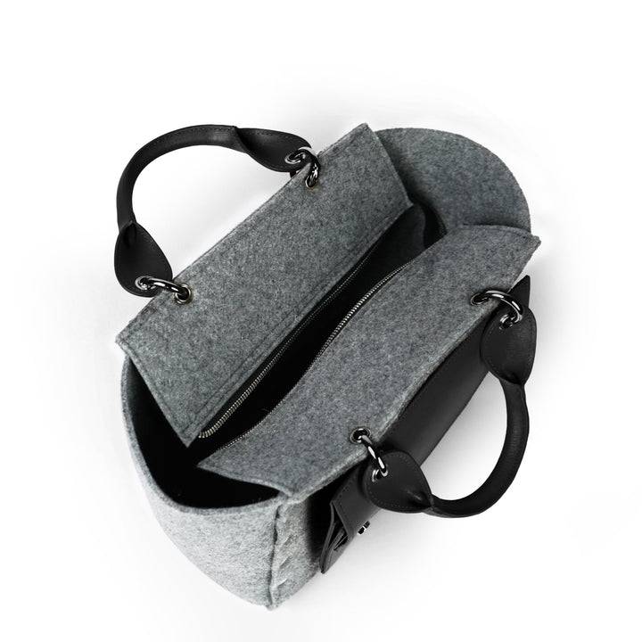 Roberta Gandolfi Rachele handbag borsa a mano in tessuto di lana riciclata e finitura in pelle con tasca staccabile Offerta migliore