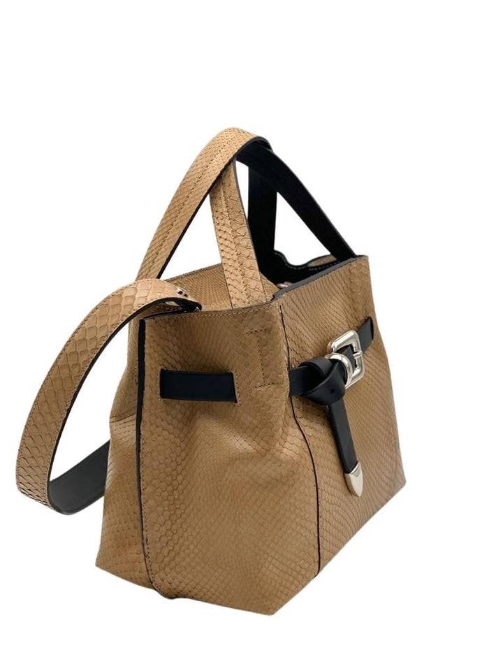 Roberta Gandolfi Martina small borsa in pitone vero con finiture in pelle di vitello Lightning offer