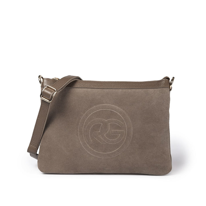 Roberta Gandolfi Alice small borsa in camoscio e pelle martellata con tracolla regolabile e staccabile Nuovi prodotti