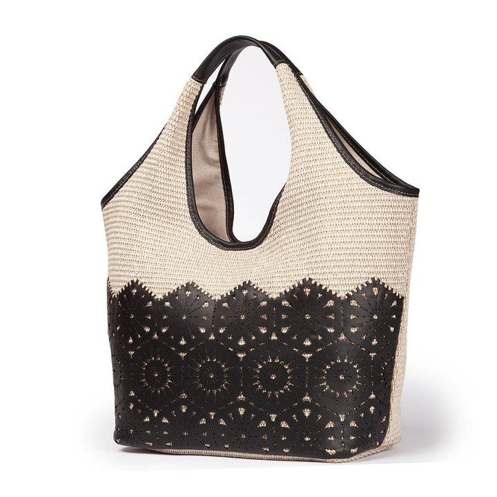 Roberta Gandolfi Giulia Hobo in rafia e pelle il pannello tagliato al laser è interamente cucito a mano Fino al 50% di sconto