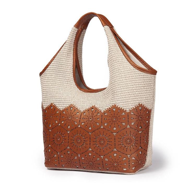Roberta Gandolfi Giulia Hobo in rafia e pelle il pannello tagliato al laser è interamente cucito a mano Fino al 60% di sconto