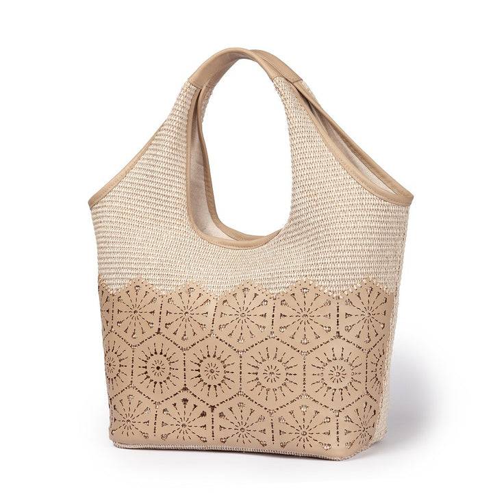 Roberta Gandolfi Giulia Hobo in rafia e pelle il pannello tagliato al laser è interamente cucito a mano Fino al 65% di sconto
