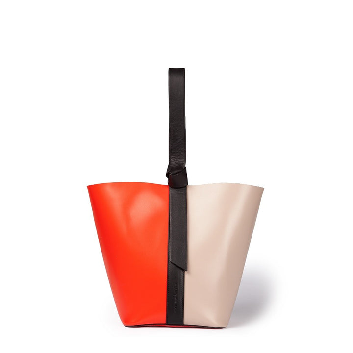 Roberta Gandolfi Cinzia Bucket medium in pelle bicolor con tracolla staccabile Officina