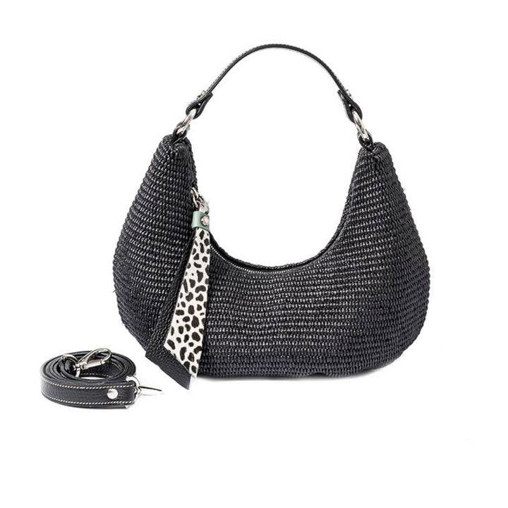 Roberta Gandolfi Beatrice Hobo small in raffia e finiture in pelle con dettaglio animalier e tracolla staccabile Qualità Garantita