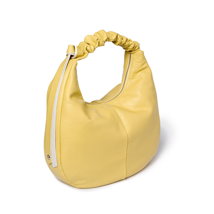 Roberta Gandolfi Azzurro Hobo large in morbida pelle nappa con manico arricciato regolabile Acquista Ora