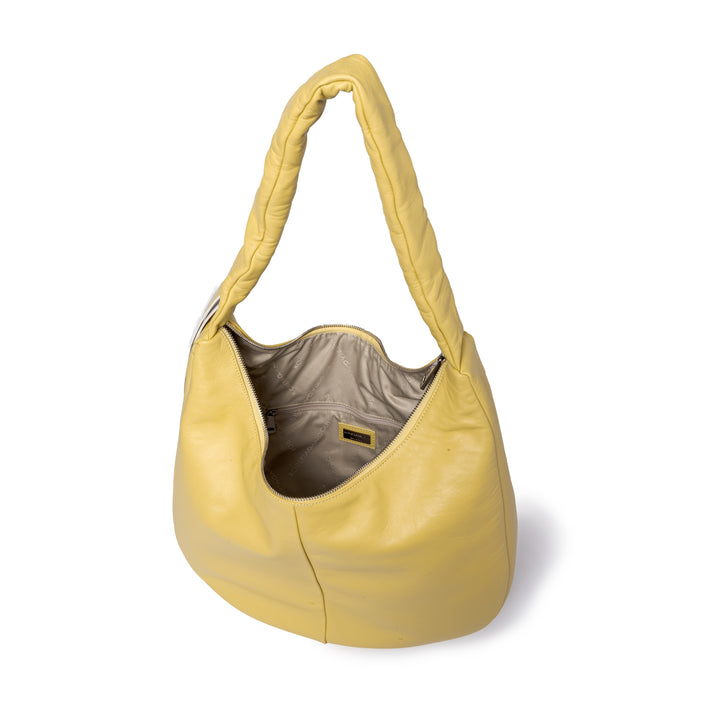 Roberta Gandolfi Azzurro Hobo large in morbida pelle nappa con manico arricciato regolabile Acquista Ora