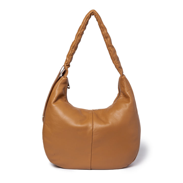 Roberta Gandolfi Azzurro Hobo large in morbida pelle nappa con manico arricciato regolabile Consegna Veloce