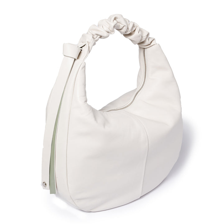 Roberta Gandolfi Azzurro Hobo large in morbida pelle nappa con manico arricciato regolabile Promozione Limitata