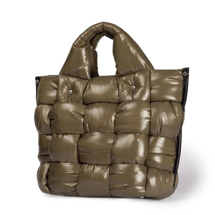 Roberta Gandolfi Greta large borsa in tessuto antigoccia imbottita ed intrecciata a mano con finiture in pelle Negozio