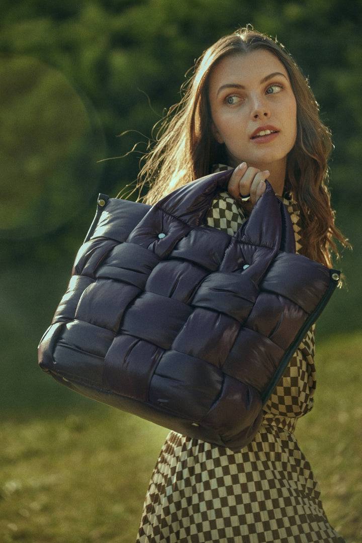 Roberta Gandolfi Greta large borsa in tessuto antigoccia imbottita ed intrecciata a mano con finiture in pelle In Saldo