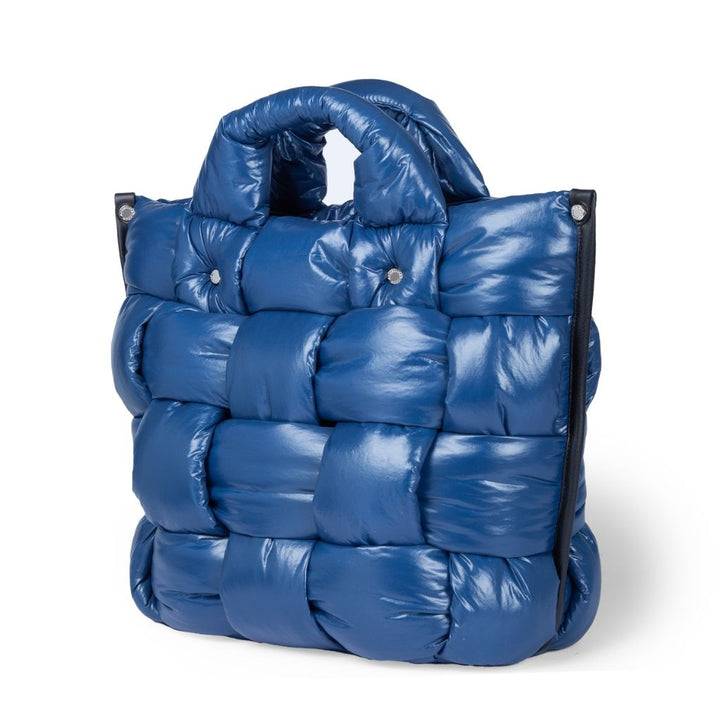 Roberta Gandolfi Greta large borsa in tessuto antigoccia imbottita ed intrecciata a mano con finiture in pelle Nuova