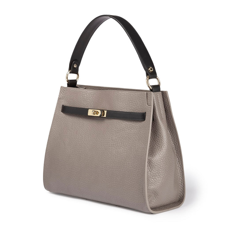 Roberta Gandolfi Frida Satchel in pelle martellata con tracolla logata in tessuto regolabile Black Friday