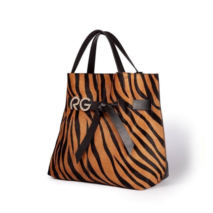 Roberta Gandolfi Dafne pony Large borsa a mano in pelle stampa animalier con tracolla staccabile Prezzo basso