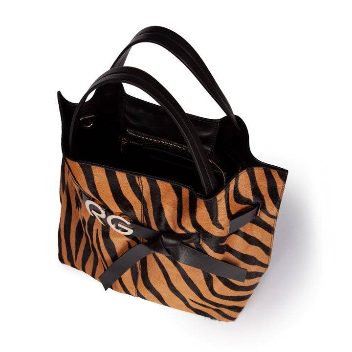 Roberta Gandolfi Dafne pony Large borsa a mano in pelle stampa animalier con tracolla staccabile Prezzo basso