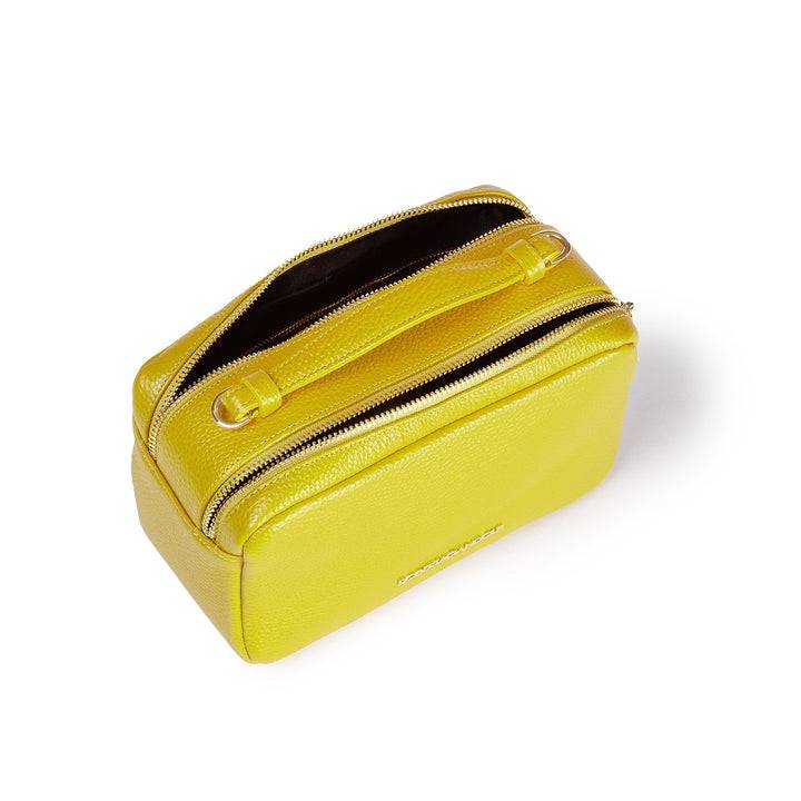 Roberta Gandolfi Brigida camera borsa in pelle con doppio scomparto e tracolla in catena dorata con spallaccio protettivo in pelle 50% di sconto con spedizione gratuita