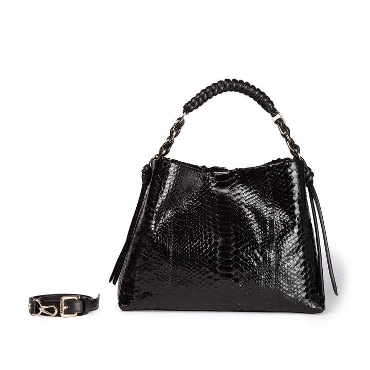 Roberta Gandolfi Amina Pitone large borsa a mano in pitone e finiture in pelle di vitello con manico tubolare fasciato e tracolla staccabile Sconti questo mese
