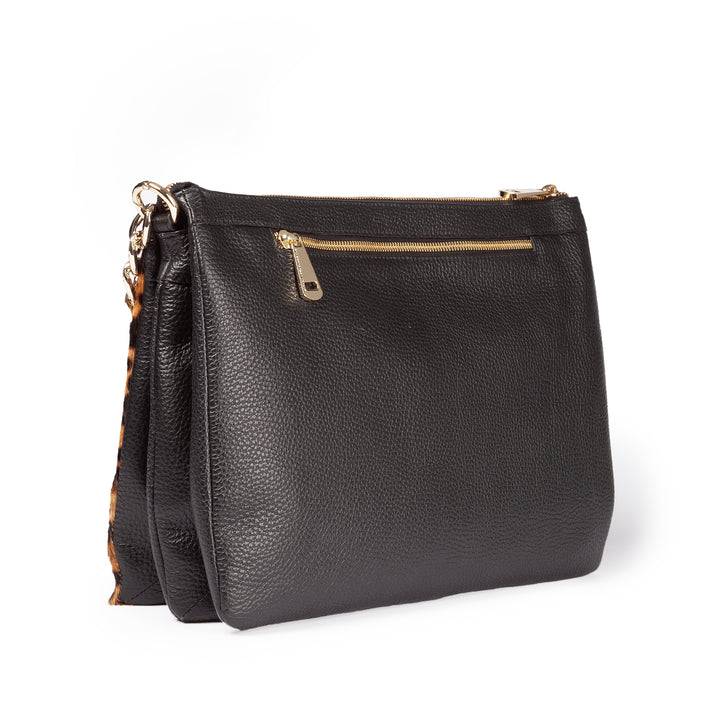 Roberta Gandolfi Alice Pony large borsa in cavallino e pelle martellata con tracolla regolabile e staccabile Vendita