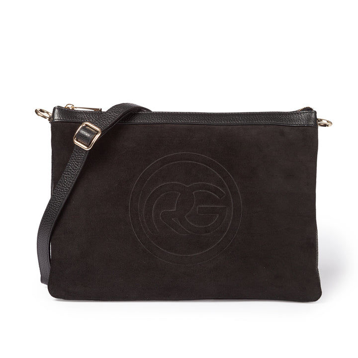 Roberta Gandolfi Alice large borsa in camoscio e pelle martellata con tracolla regolabile e staccabile Pezzi Unici