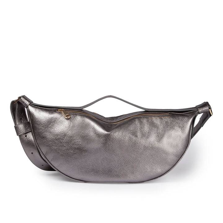 Roberta Gandolfi Micol Banana cross body in vitello martellato metal con tracolla regolabile Fino Al -60%