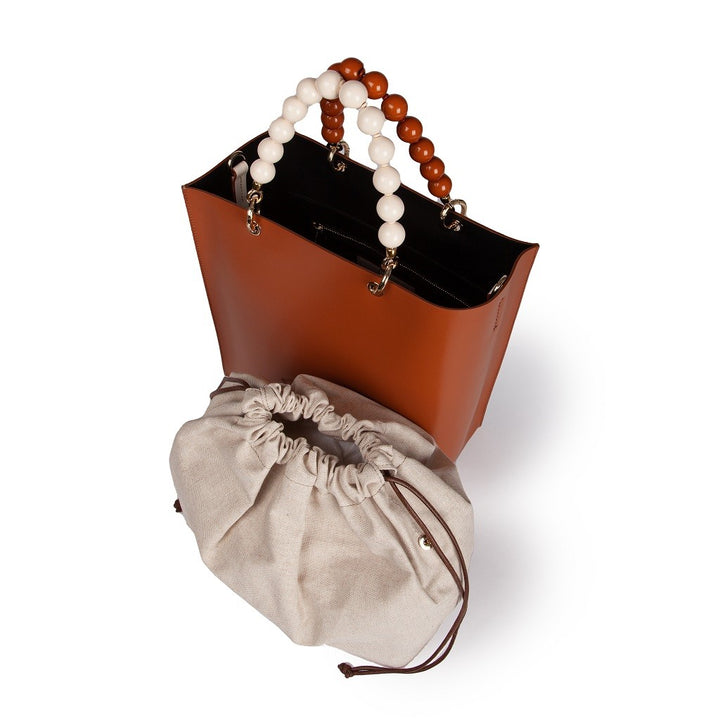 Roberta Gandolfi Zoe Tote bag in pelle bicolor e manicI gioiello Outlet