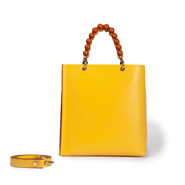 Roberta Gandolfi Zoe Tote bag in pelle bicolor e manicI gioiello In Vendita
