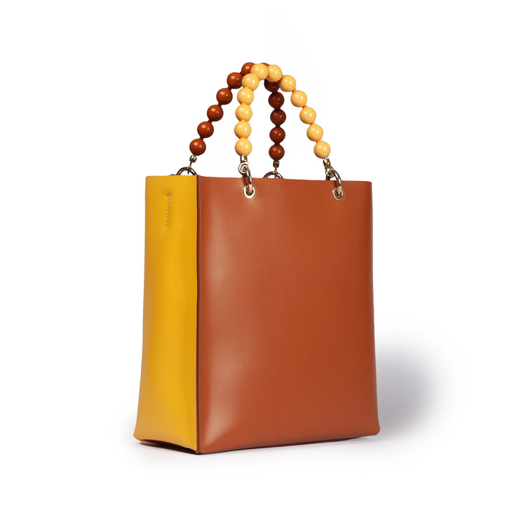 Roberta Gandolfi Zoe Tote bag in pelle bicolor e manicI gioiello In Vendita
