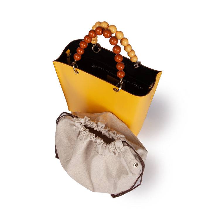 Roberta Gandolfi Zoe Tote bag in pelle bicolor e manicI gioiello In Vendita