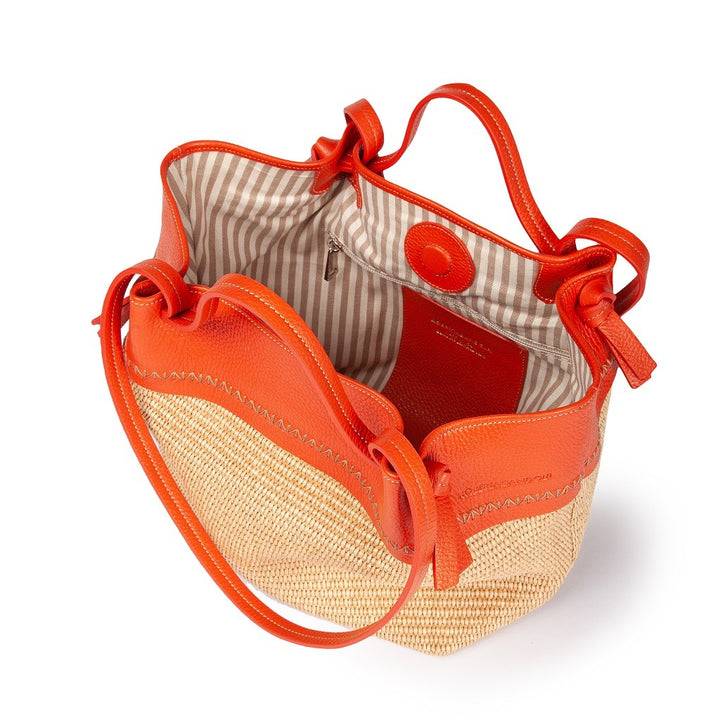 Roberta Gandolfi Ambra large borsa a mano o shopping in rafia e pelle martellata Hotsell