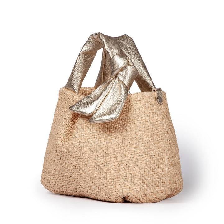 Roberta Gandolfi Matilde Handbag in rafia e pelle con tracolla staccabile Rilascio limitato