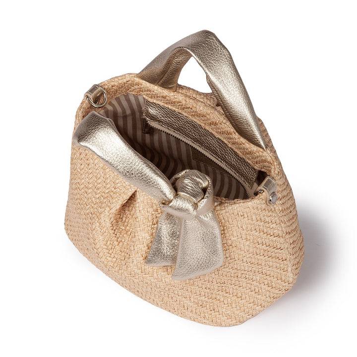 Roberta Gandolfi Matilde Handbag in rafia e pelle con tracolla staccabile Rilascio limitato