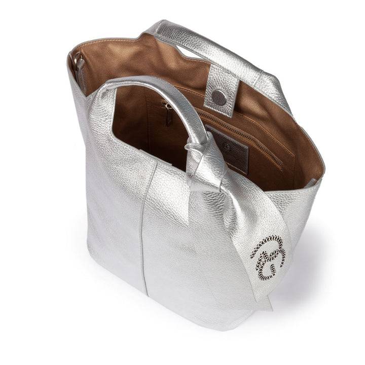Roberta Gandolfi Maia handbag borsa a mano in pelle martellata e tracolla staccabile 50% di sconto con spedizione gratuita