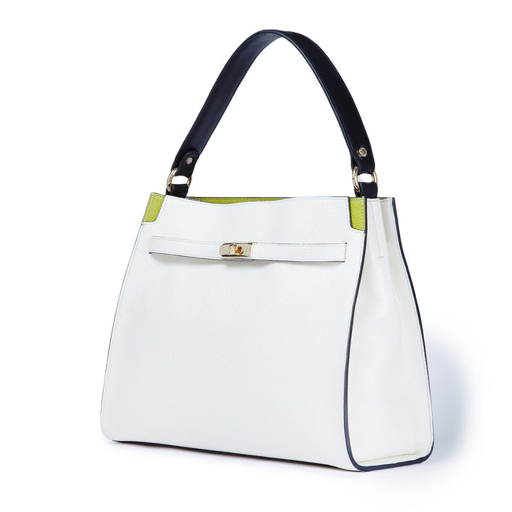 Roberta Gandolfi Frida Satchel in pelle martellata con tracolla logata in tessuto regolabile Officina