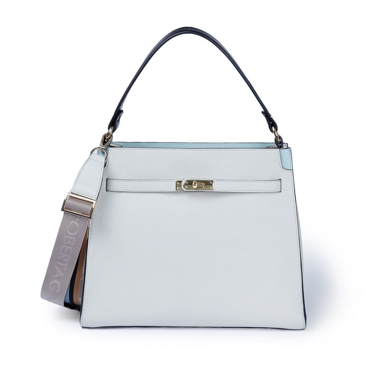 Roberta Gandolfi Frida Satchel in pelle martellata con tracolla logata in tessuto regolabile Limitato a 3 giorni
