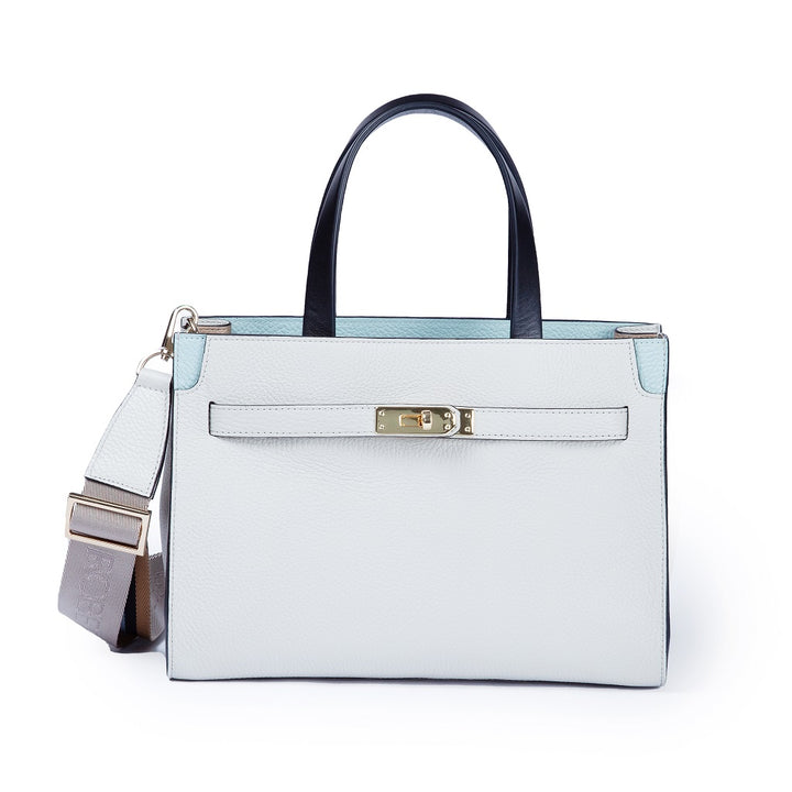 Roberta Gandolfi Frida Handbag in pelle martellata con tracolla logata in tessuto regolabile Black Friday Prezzi