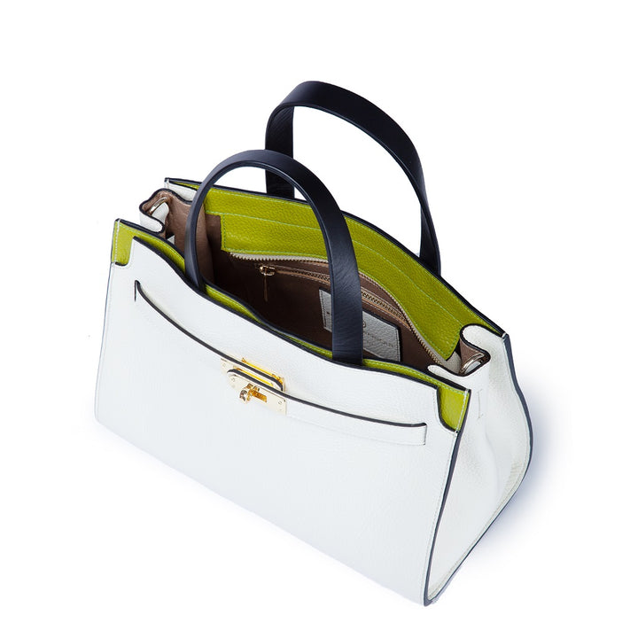 Roberta Gandolfi Frida Handbag in pelle martellata con tracolla logata in tessuto regolabile In vendita