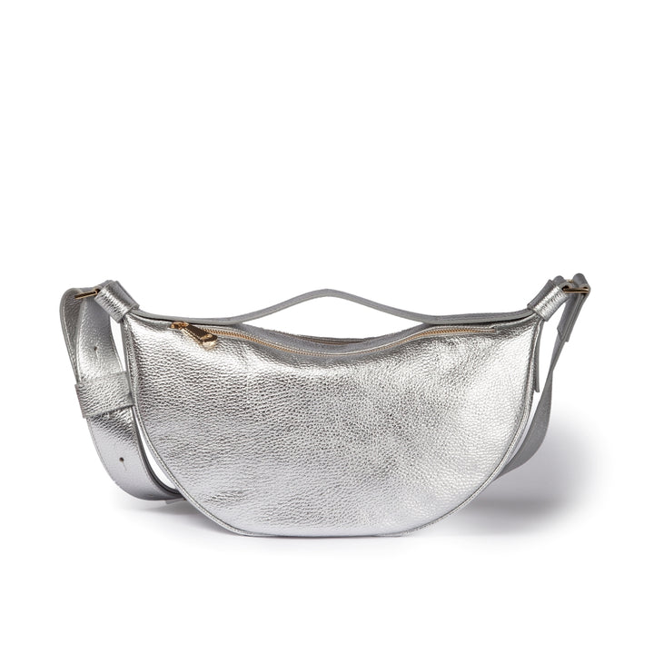 Roberta Gandolfi Micol Banana small cross body in vitello martellato metal con tracolla regolabile Nuovo
