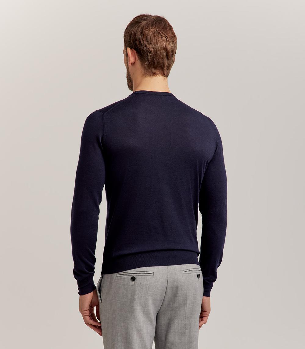 S.Moritz GIROCOLLO LANA SETA CASHMERE - BLU NAVY Sottocosto