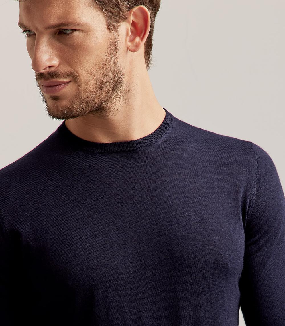S.Moritz GIROCOLLO LANA SETA CASHMERE - BLU NAVY Sottocosto