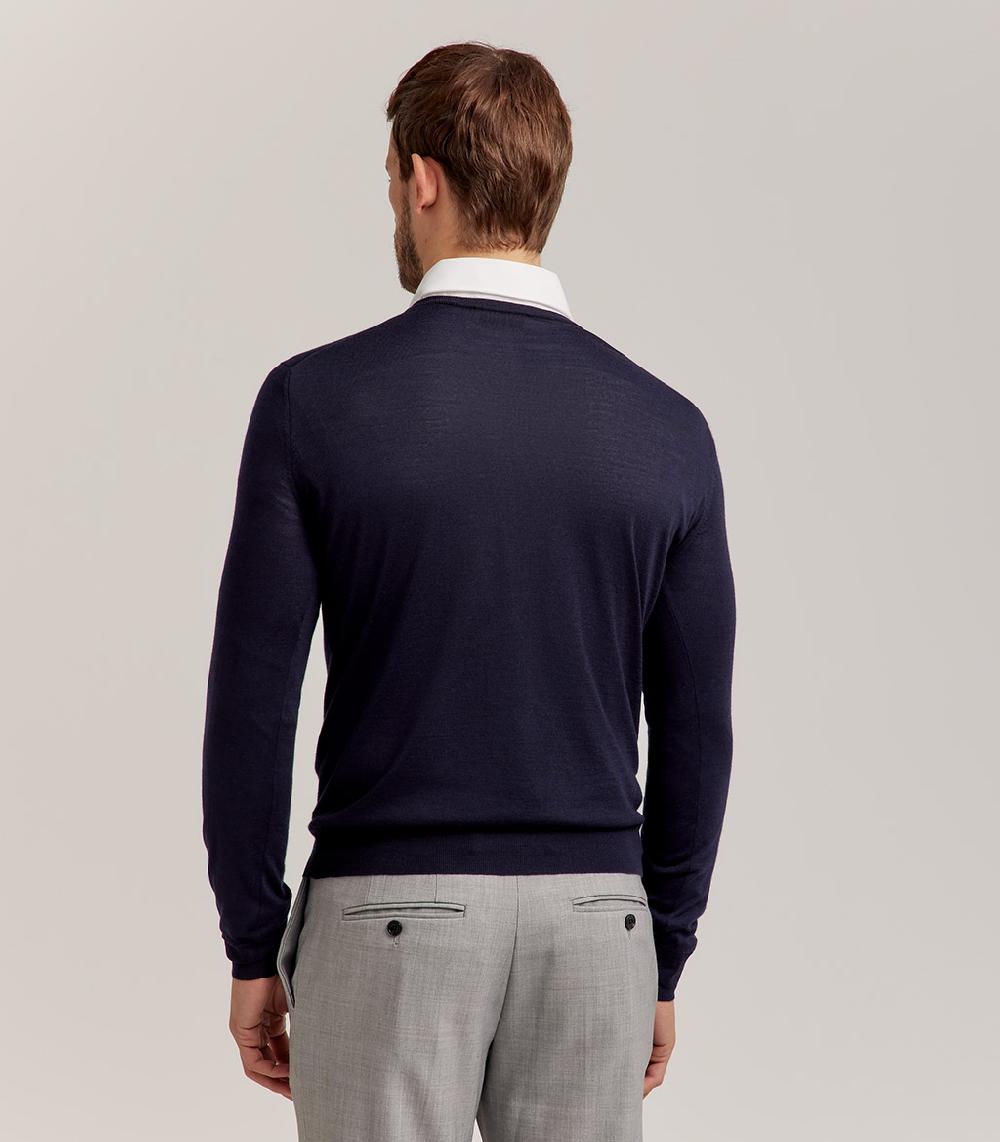 S.Moritz COLLO V LANA SETA CASHMERE - BLU NAVY Economico