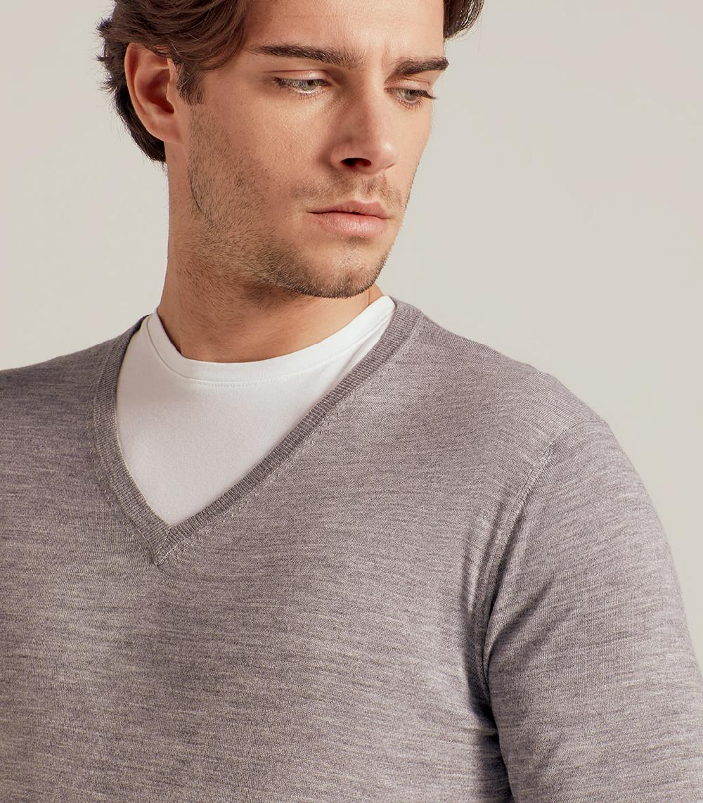 S.Moritz COLLO V LANA SETA CASHMERE - GRIGIO Saldi