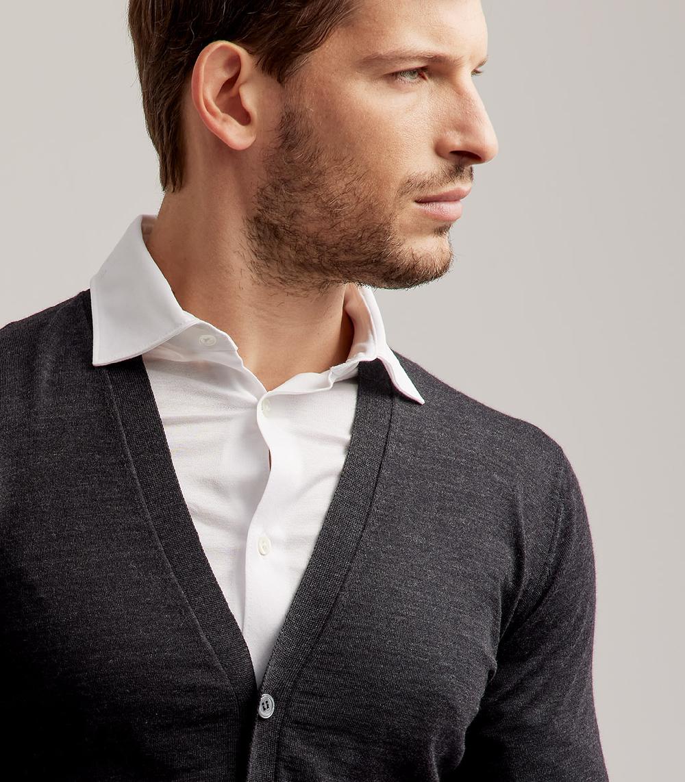S.Moritz CARDIGAN BOTTONI ROYAL MERINO - GRIGIO ANTRACITE 2025