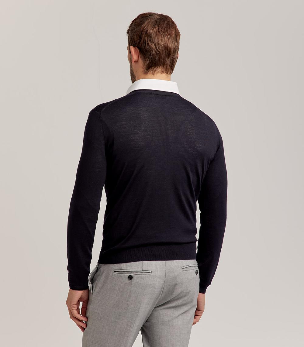 S.Moritz CARDIGAN BOTTONI ROYAL MERINO - BLU NAVY Nuovo