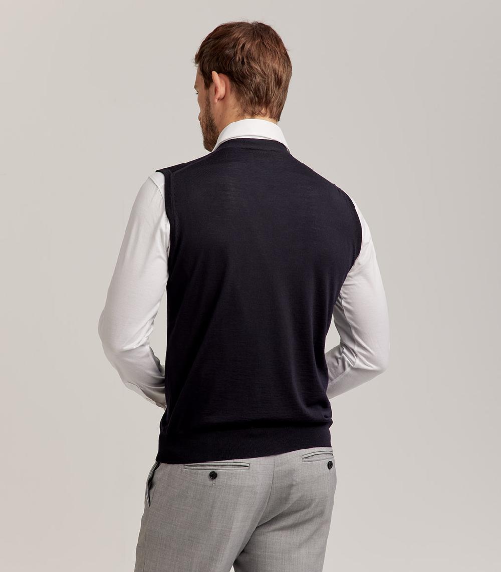 S.Moritz GILET BOTTONI ROYAL MERINO - BLU NAVY Qualità