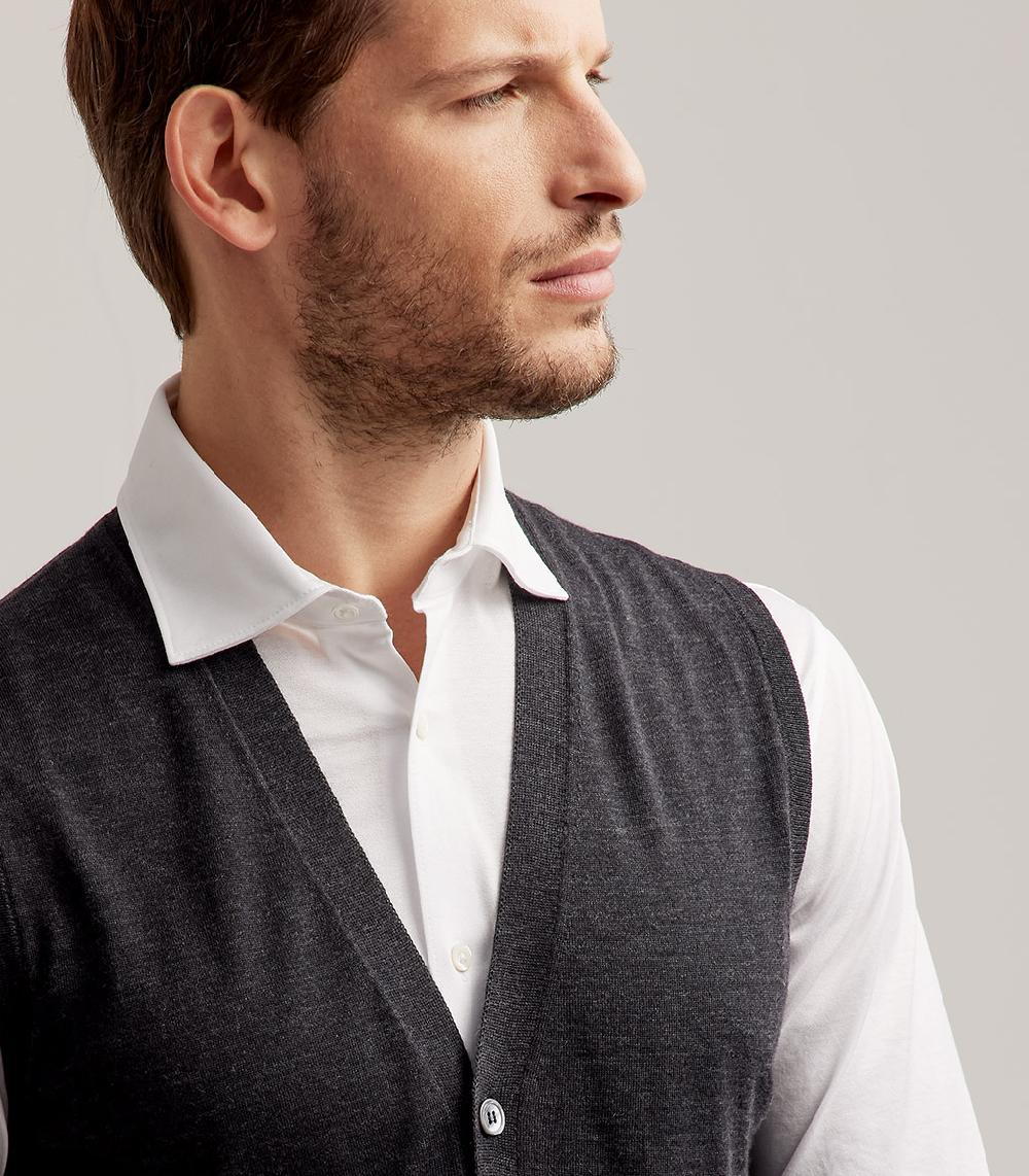 S.Moritz GILET BOTTONI ROYAL MERINO - GRIGIO ANTRACITE Vendita