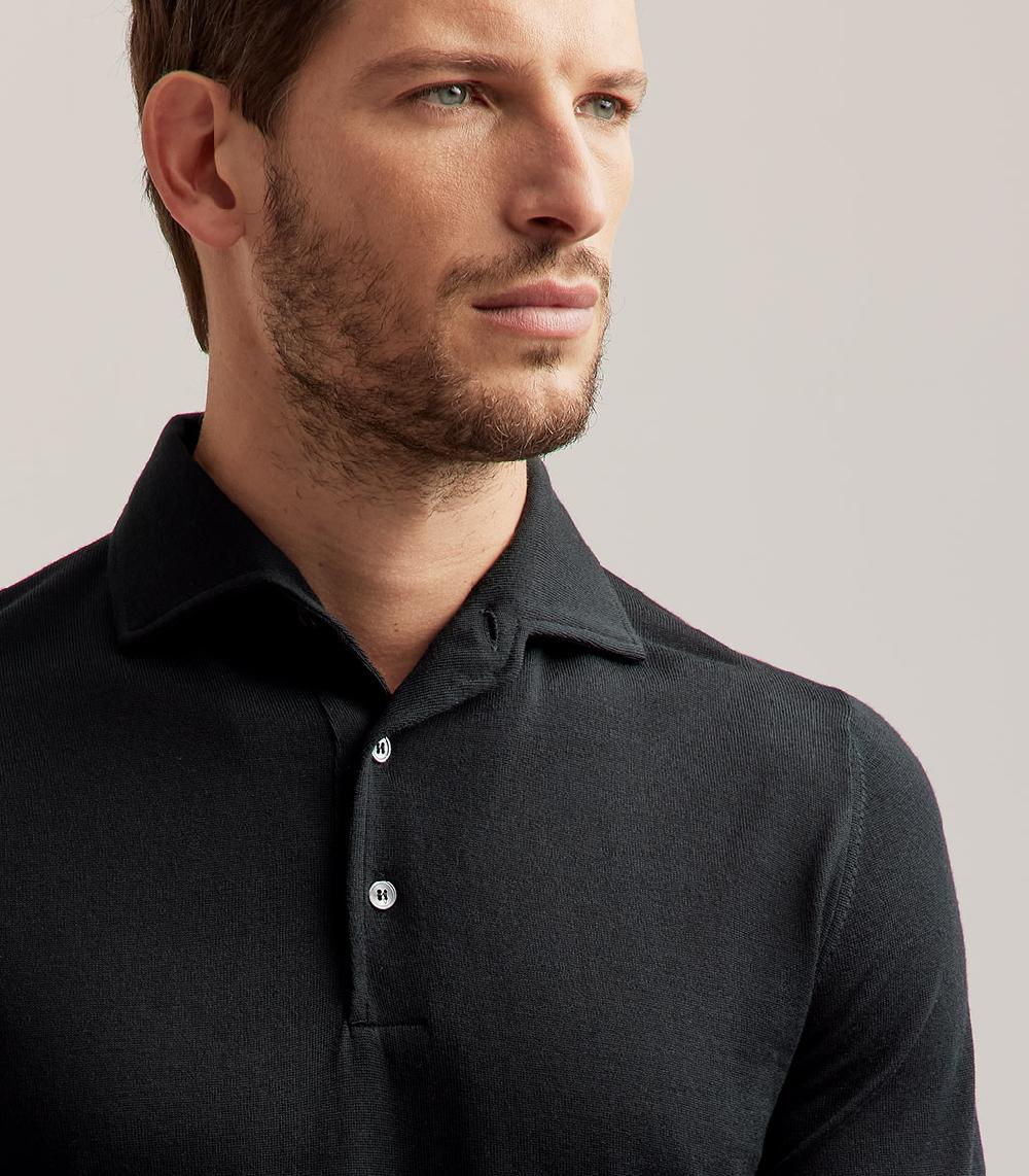 S.Moritz POLO COLLO CAMICIA ROYAL MERINO - VERDE SCURO Pezzi Unici