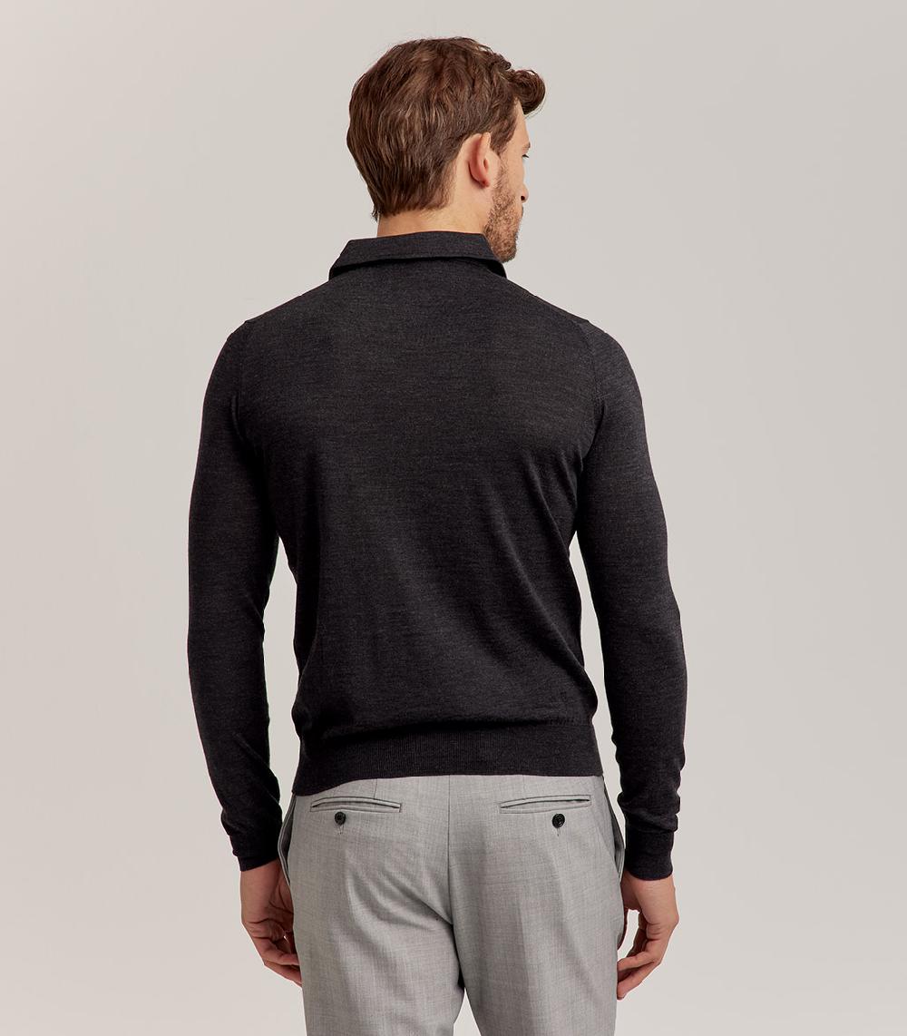 S.Moritz POLO COLLO CAMICIA ROYAL MERINO - GRIGIO ANTRACITE Qualità Garantita