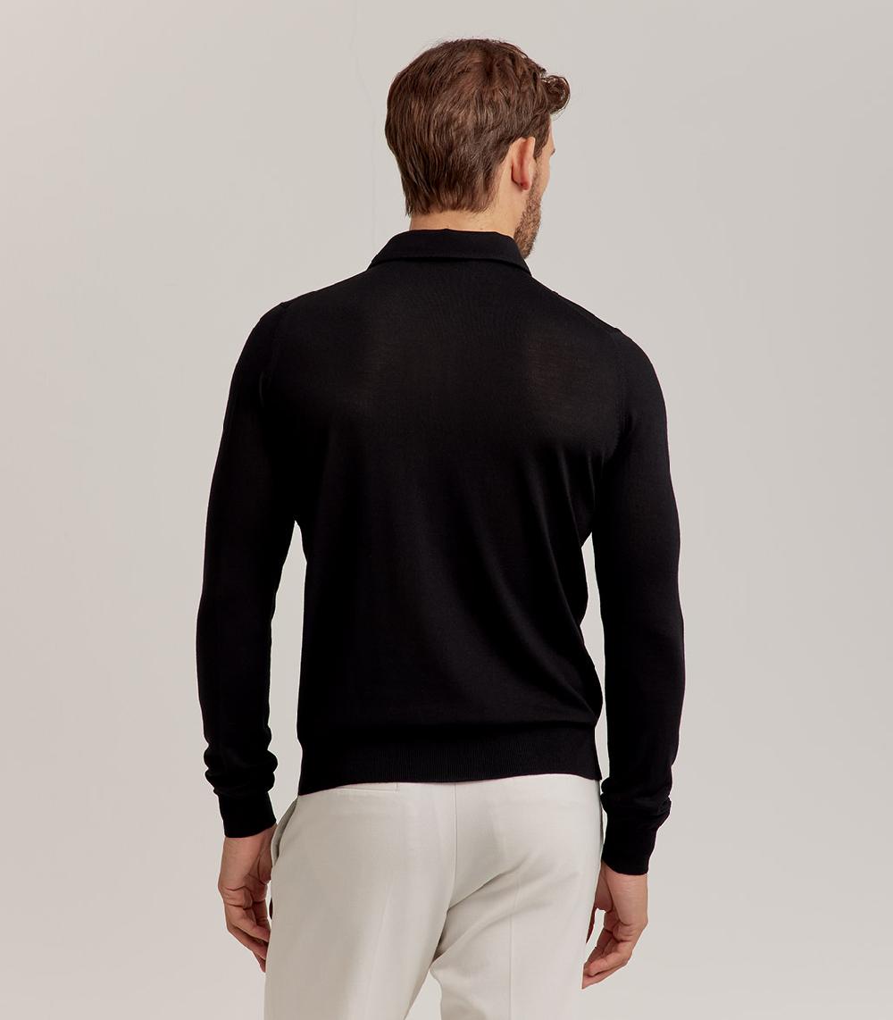 S.Moritz POLO COLLO CAMICIA ROYAL MERINO - NERO Negozi Online