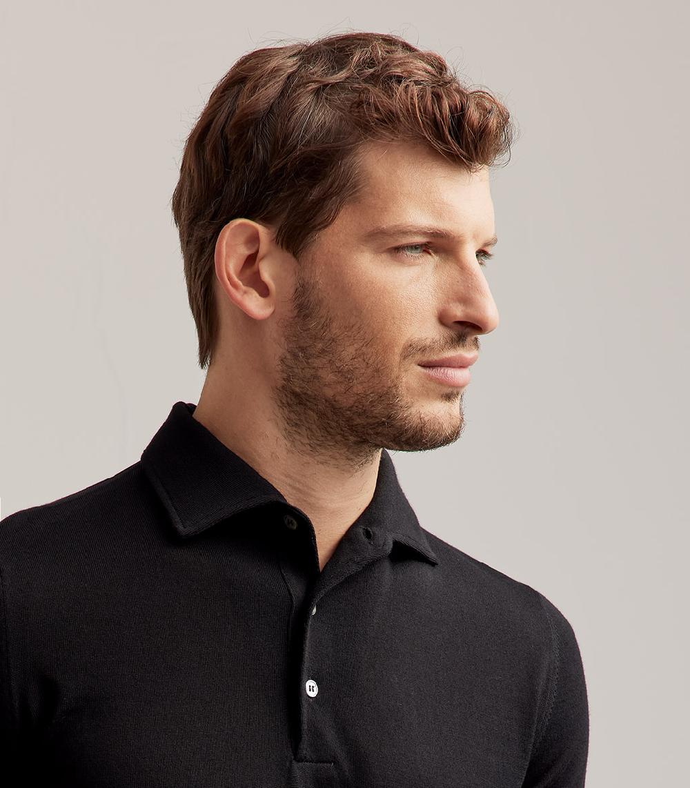 S.Moritz POLO COLLO CAMICIA ROYAL MERINO - NERO Negozi Online